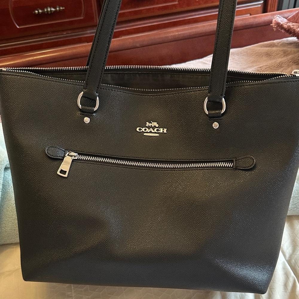 Coach Black Leather Tote Bag